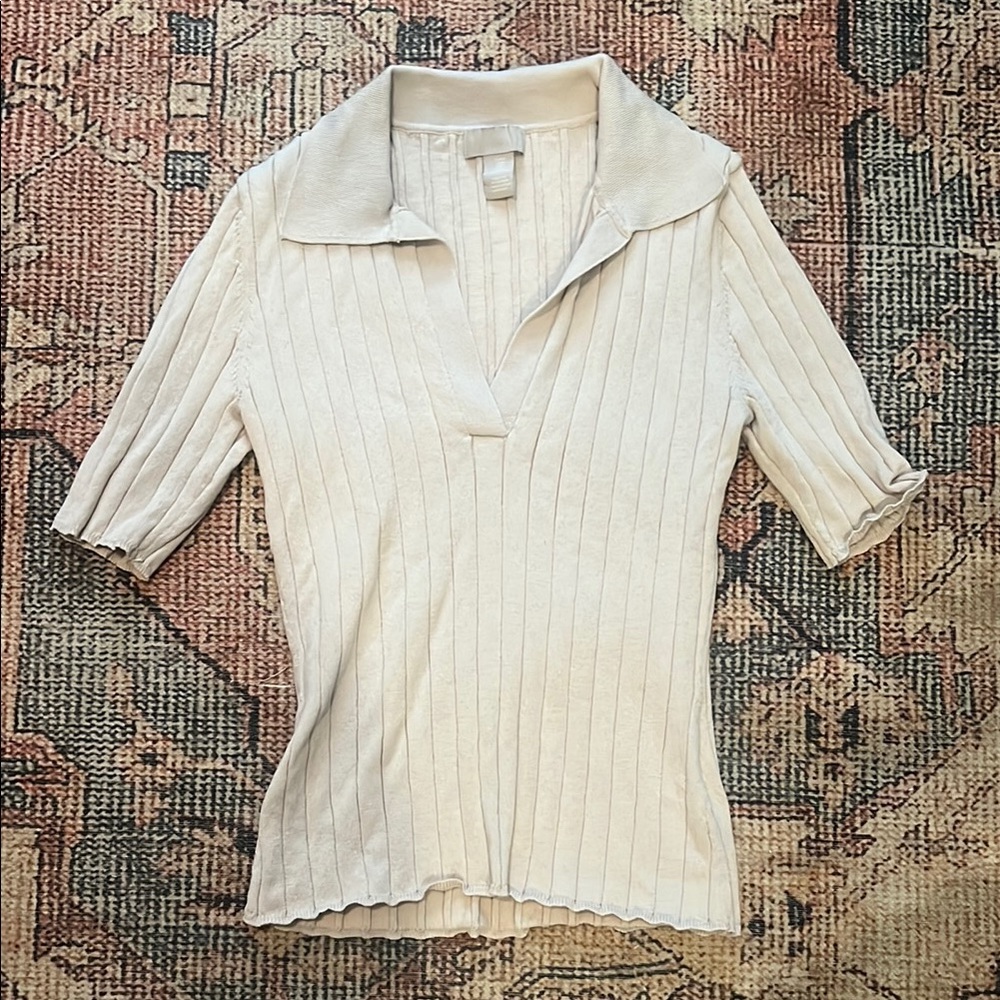 H&M Cream Ribbed Women's Top
